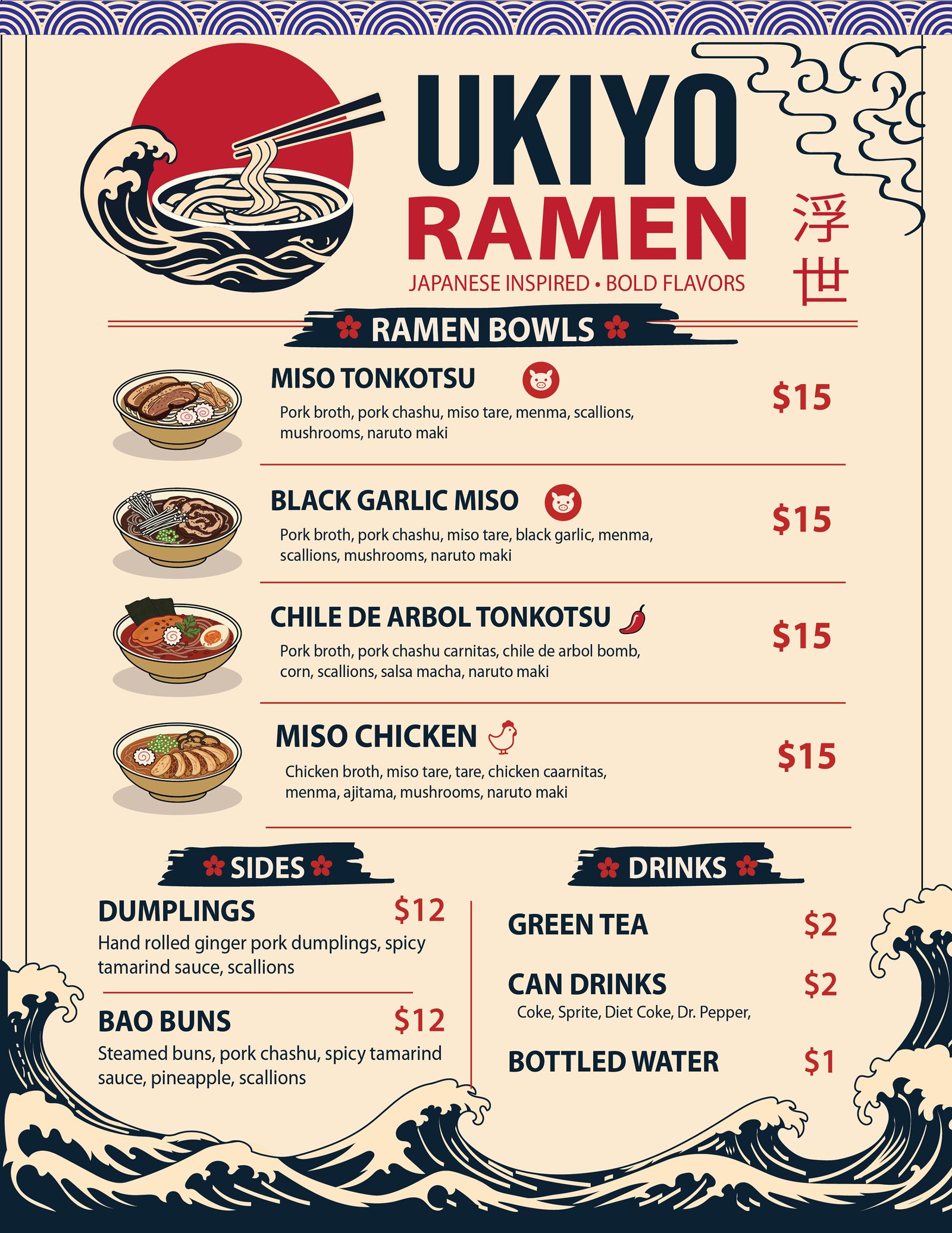 Ukiyo Ramen menu design